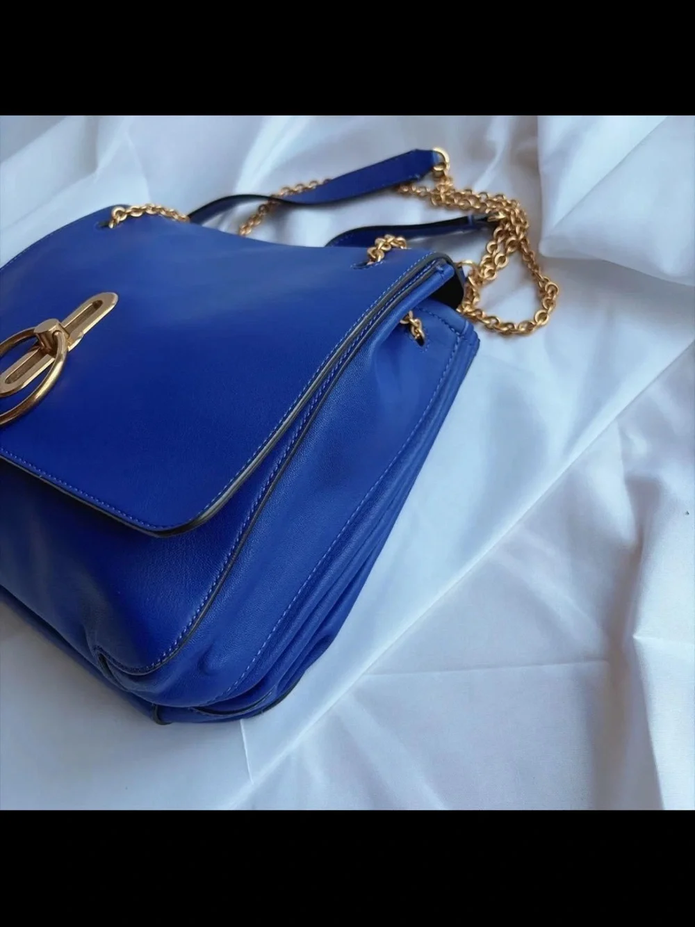 Mulberry Cobalt Blue Leather Shoulder Bag with Gold Hardware
